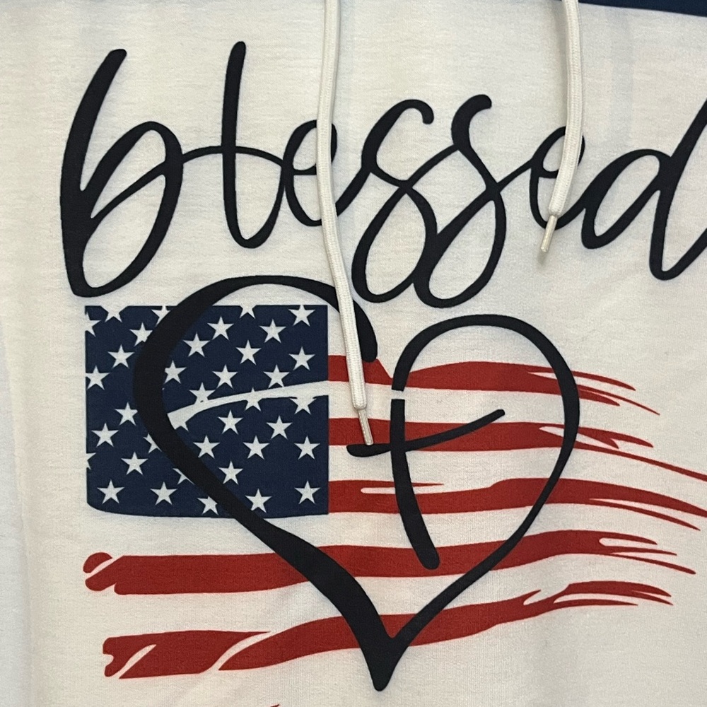 Patriotic Star Hoodie with 'Blessed' Print. 4 th of July hit. AA - Picture 6 of 7